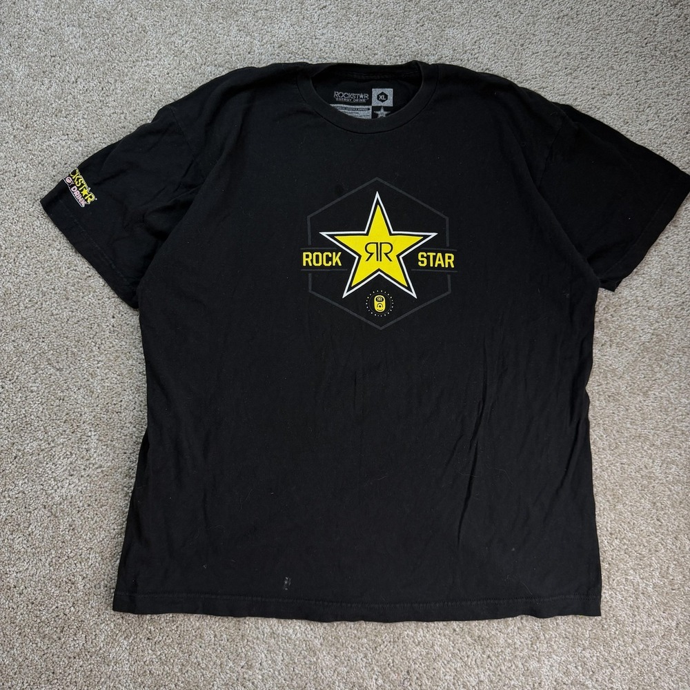 Rockstar Energy Drink Shirt Mens XL Black Logo Short Sleeve Graphic Tee T-Shirt